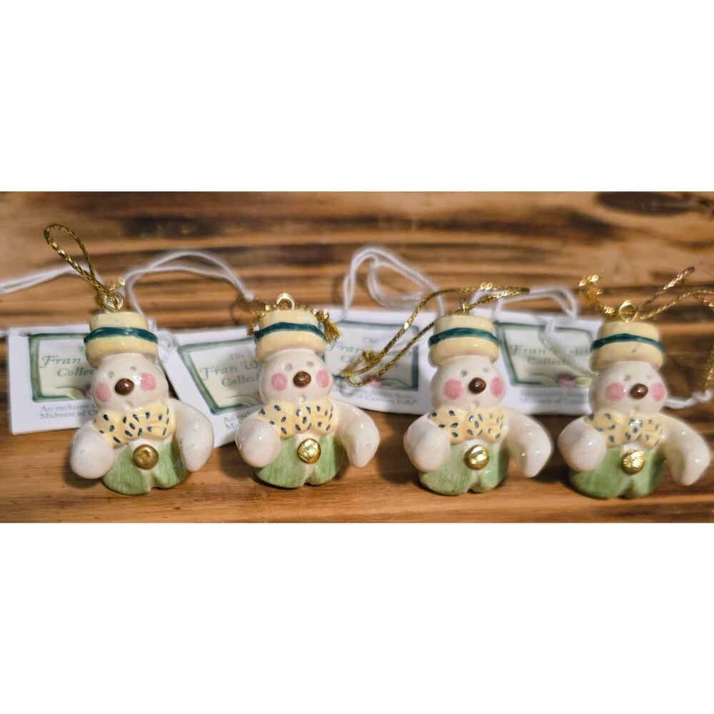 Midwest of Cannon Falls Snowman Christmas Ornaments Fran Welch Lot Of 4